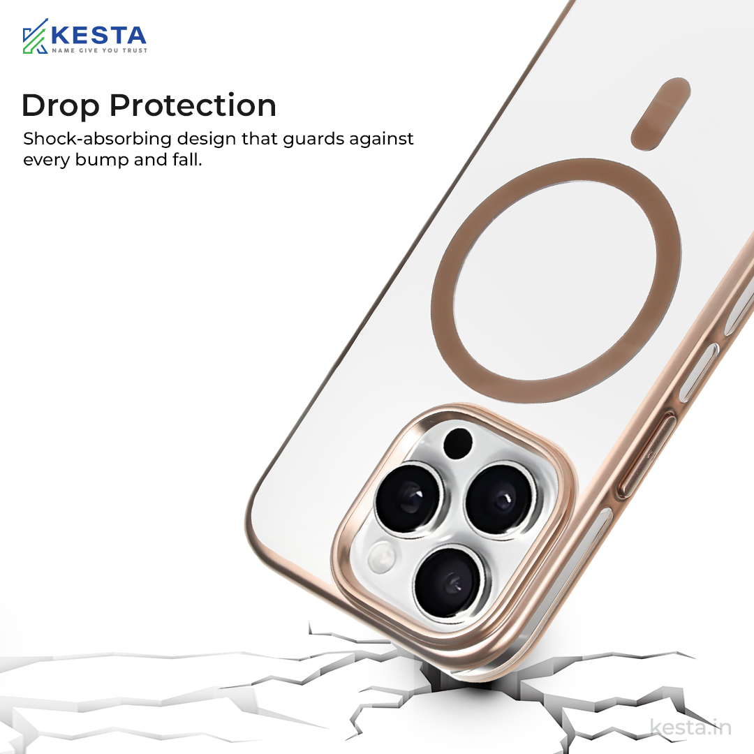 iPhone 15 Pro Max Cover - Notify Popup Gold Transparent Case (Camera Sink Protection & Wireless Charging Optimized)